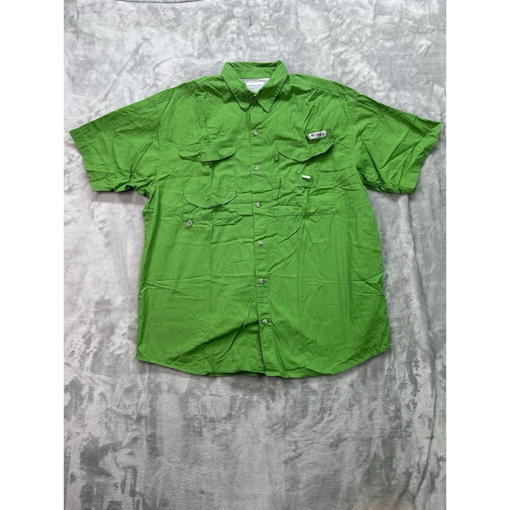 Columbia PFG Shirt Performance Fishing Gear Vented Shirt Green Large Camping